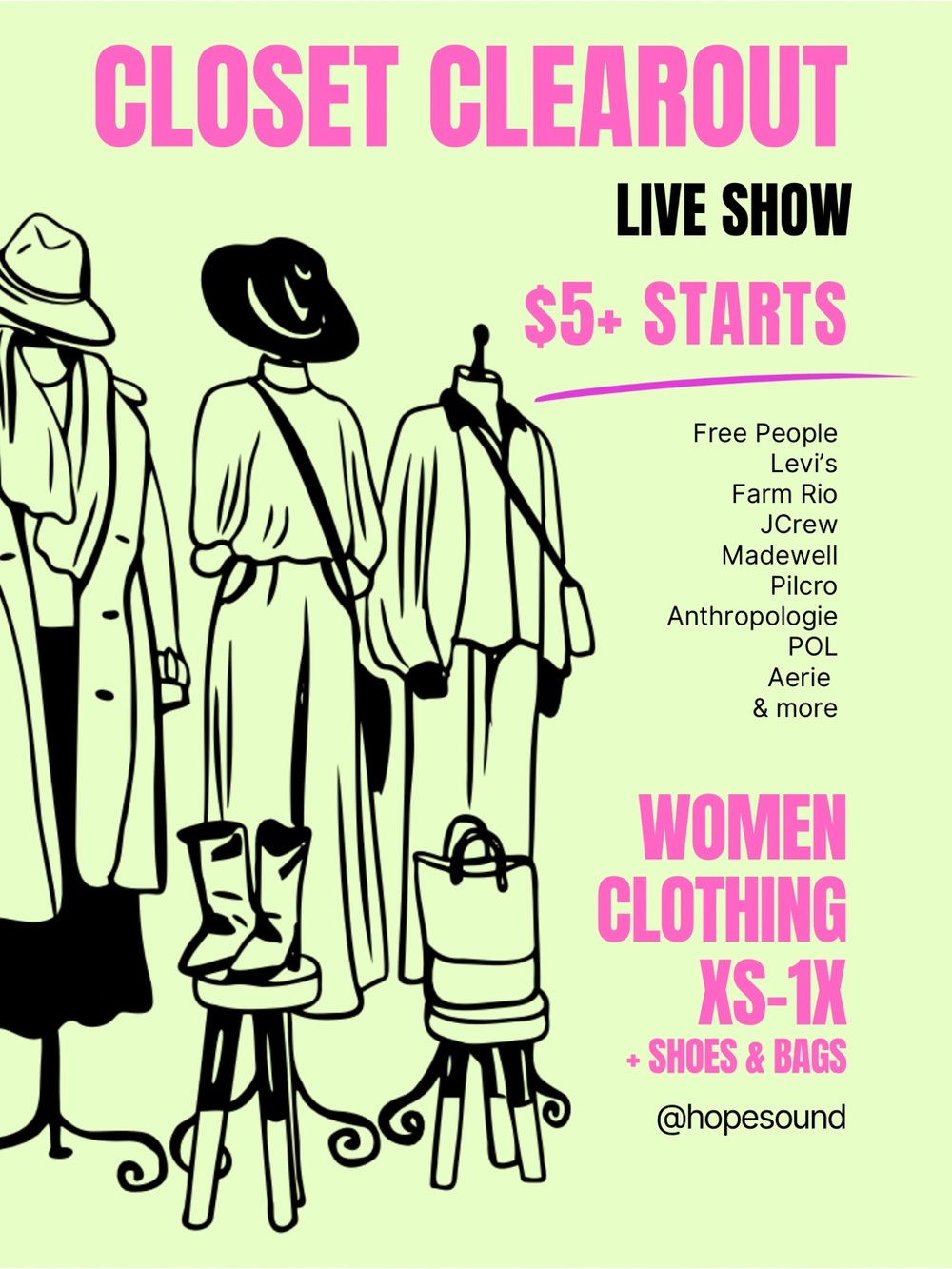 LIVE SHOW - Women Clothing XS+ Free People, Levi’s & more! $5+ Starts + Premium
